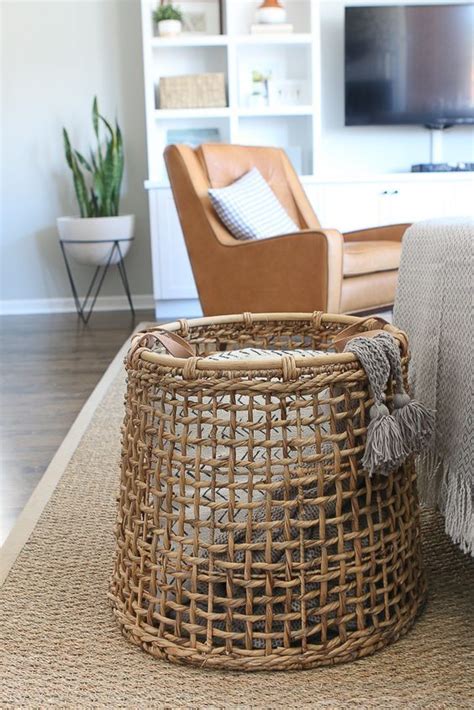 large decorative baskets for blankets.